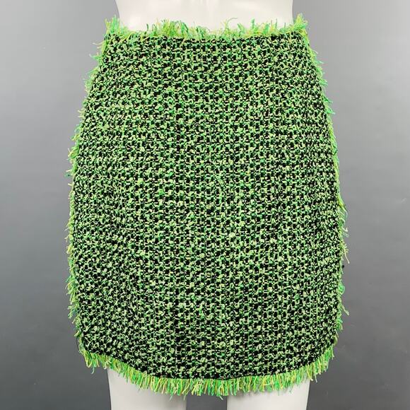 LANVIN 2012 Size 4 Green Black Cotton Blend Boucle Short Sleeve Skirt Set - Picture 5 of 11
